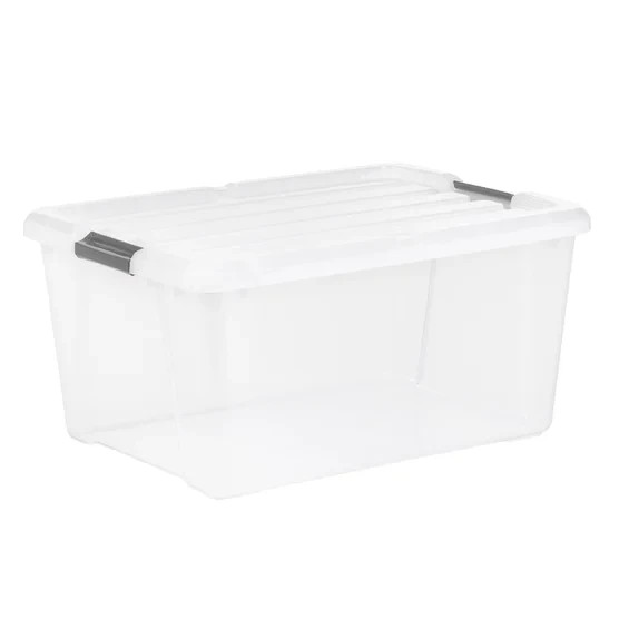 IRIS STORAGE CONTAINERS PLASTIC BINS STACKABLE TUBS BOXES WITH LIDS 45 QT ~ 6PK