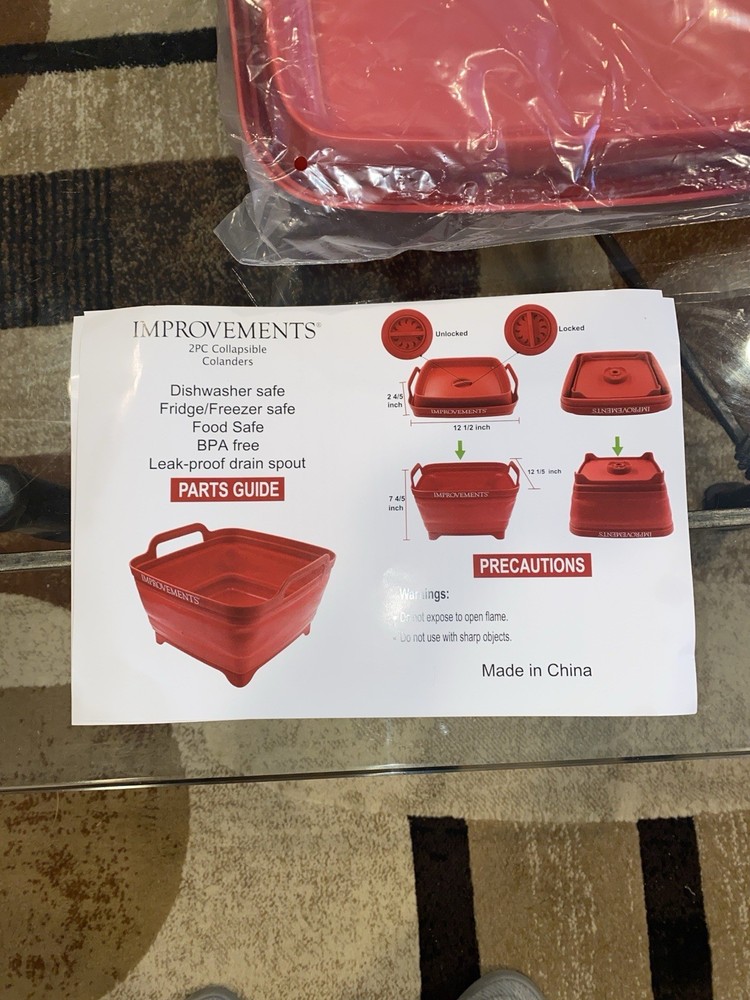 Improvements Red Collapsible Colander (1)