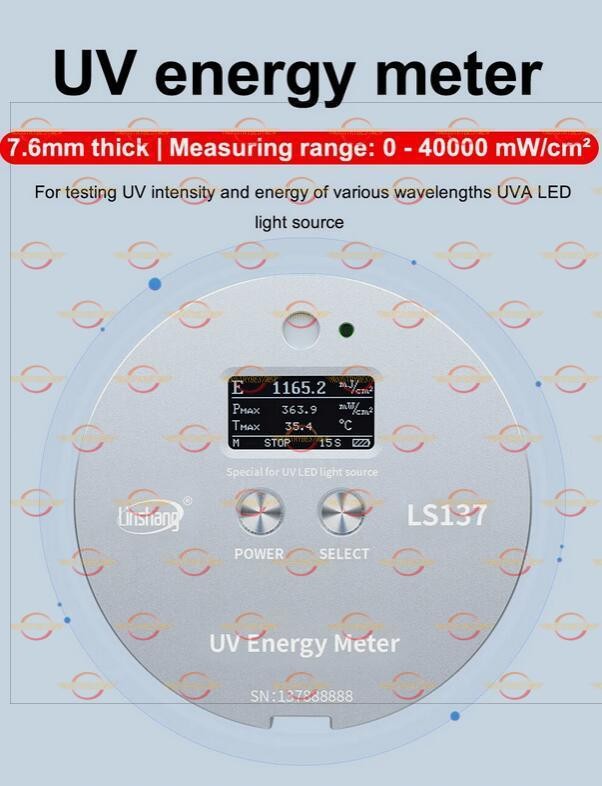 UvEnergy Meter Radiometer UVA LED Light Sources Power Temperature High Precision
