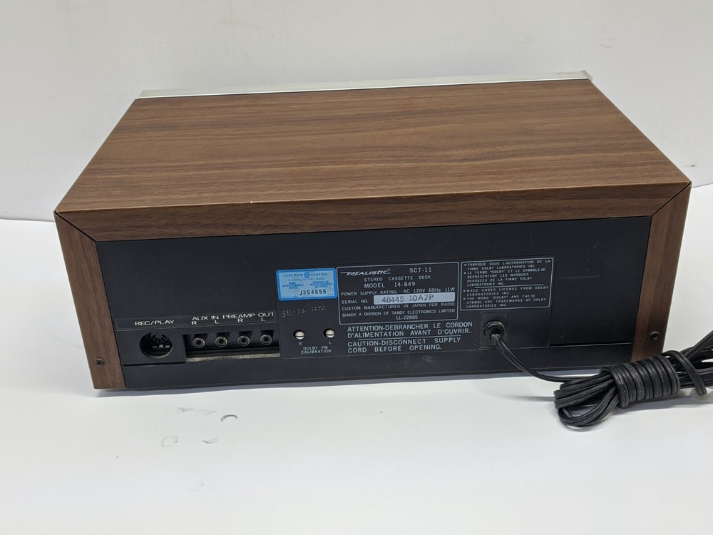 REALISTIC SCT-11 CASSETTE DECK PLAYER/RECORDER AS-IS Powers on READ