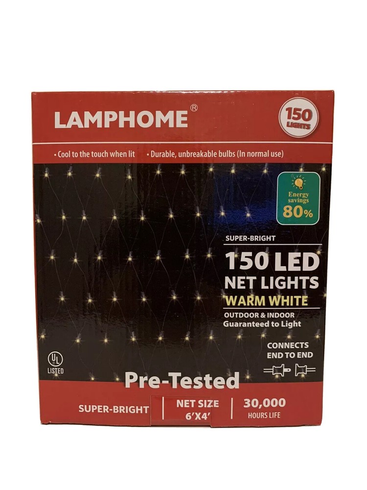 Super Bright 150 LED Net 4"X6" Lights Warm white