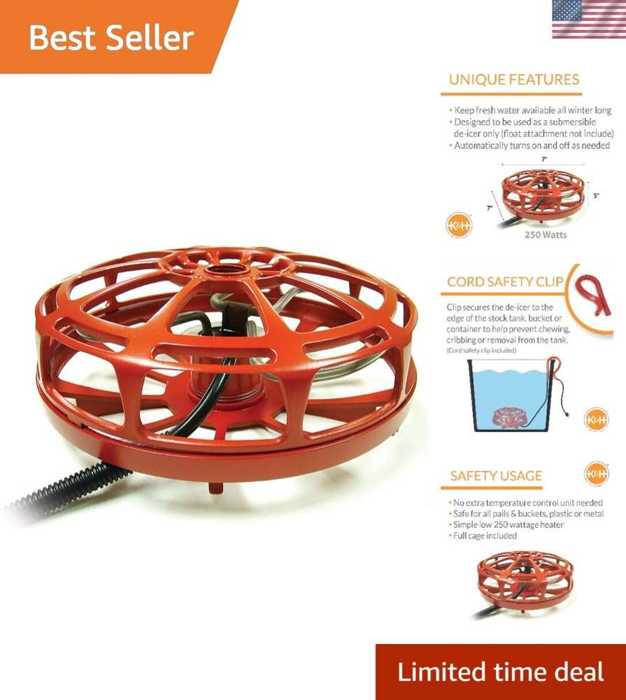 Automatic Submersible Bucket Deicer - Keeps Water Ice-Free for Birds & Animals