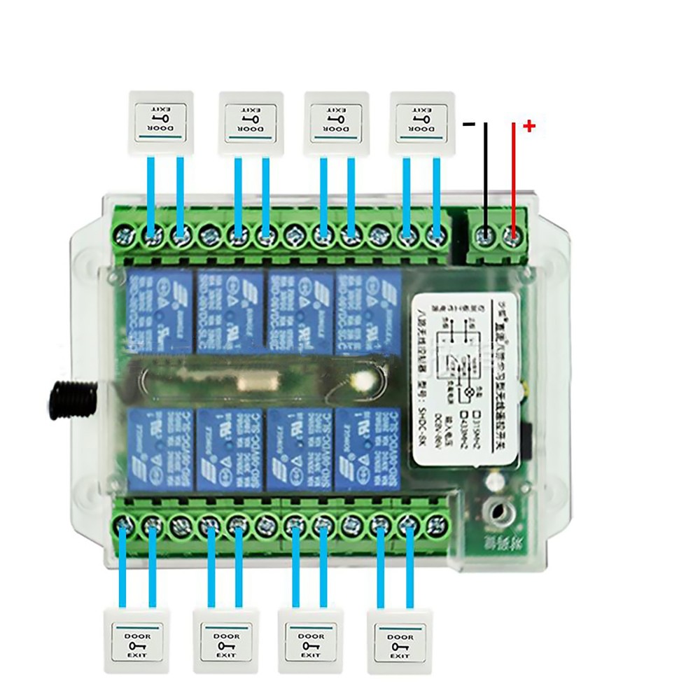 Power Supply 8 Channel Wireless RF433MHz Remote Control Switch Relay Module
