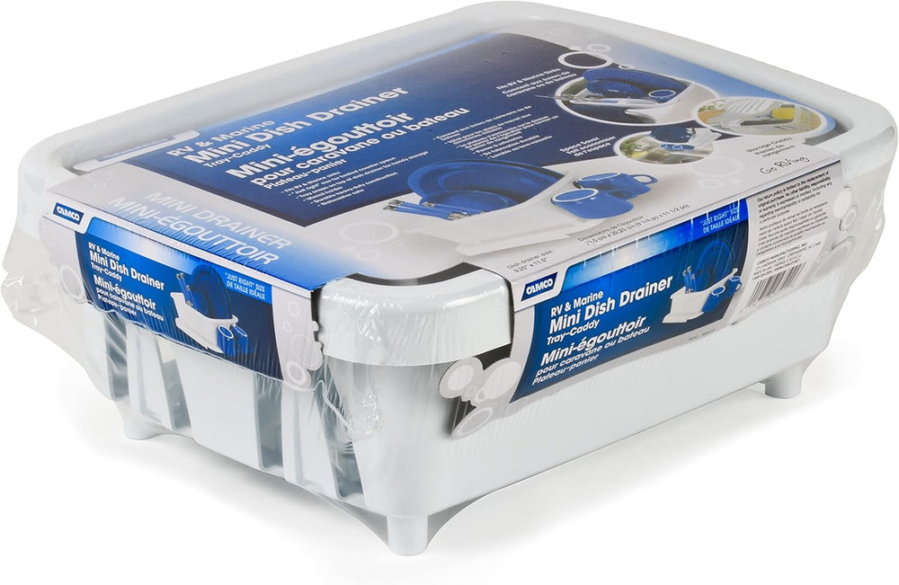 Camco RV Mini Dish Drainer & Tray, Compact Design, White (43511)
