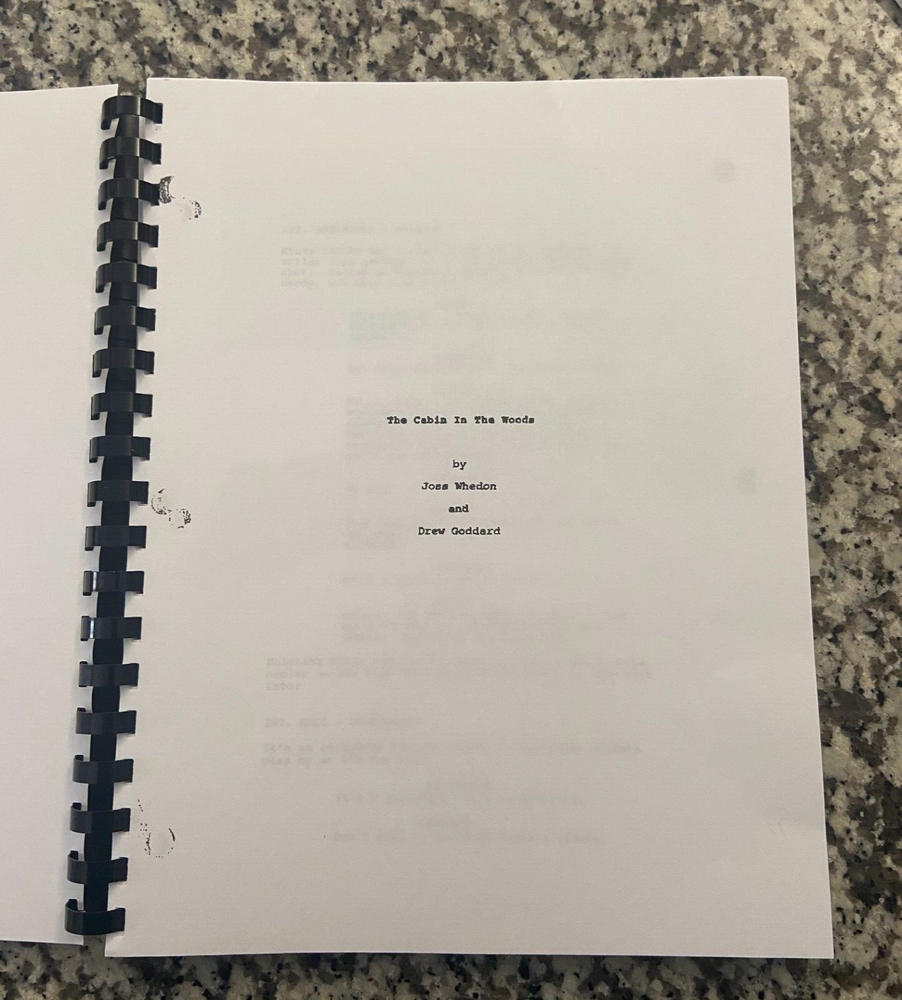 Cabin in the Woods Horror Movie Script Reprint Full Screenplay Script