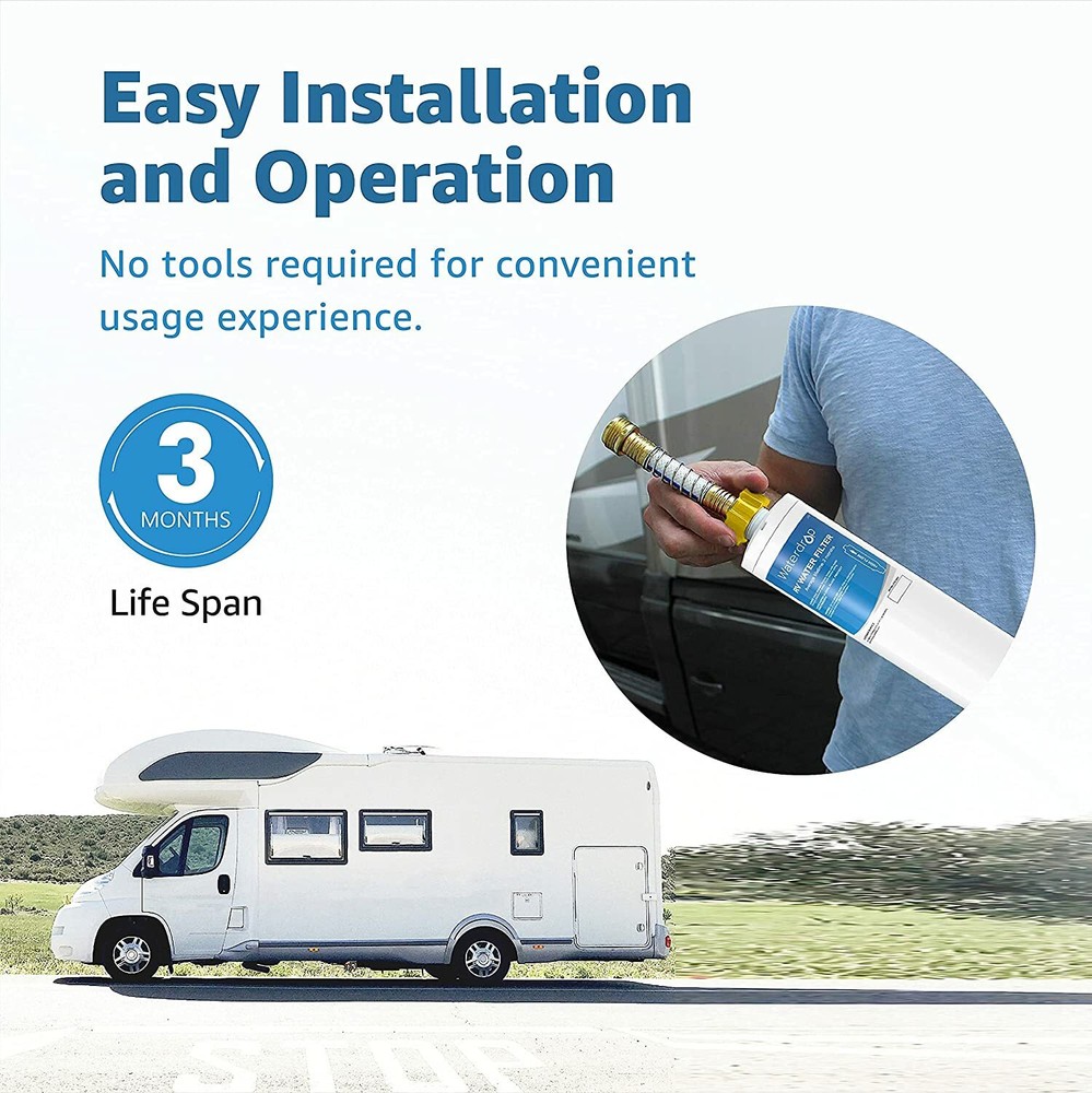 Waterdrop RV Inline Water Filter with Flexible Hose Protector, NSF Certified
