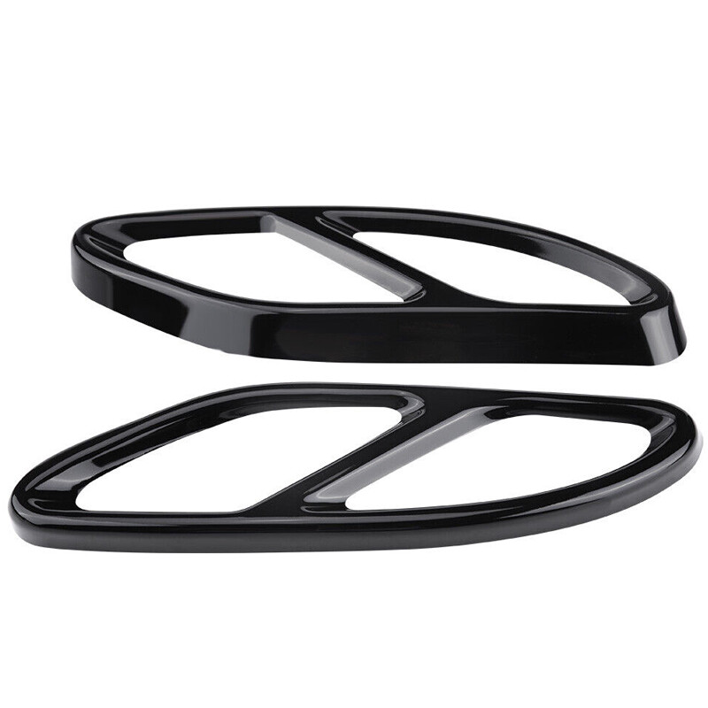 Black Steel Exhaust Tips For 2016-2023 Mercedes E-Class E300 E350 E400 E450 E550