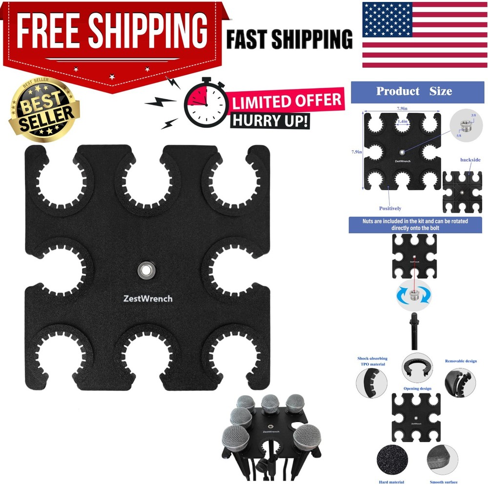 Microphone Holder Multi Mic Holder for Wired and Wireless Mics Multiple Micro...