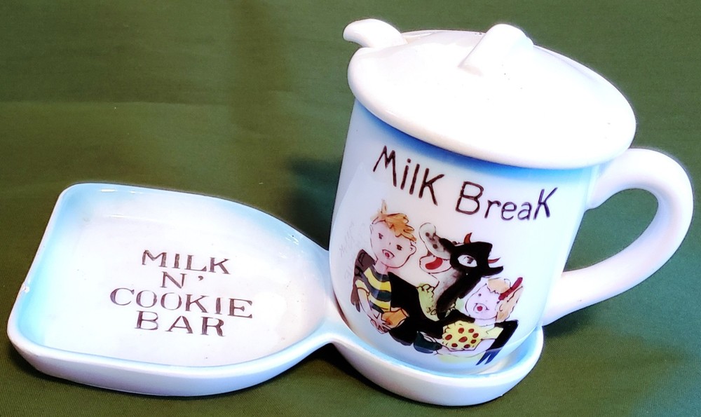 Unique 4" Ceramic Milk & Cookies