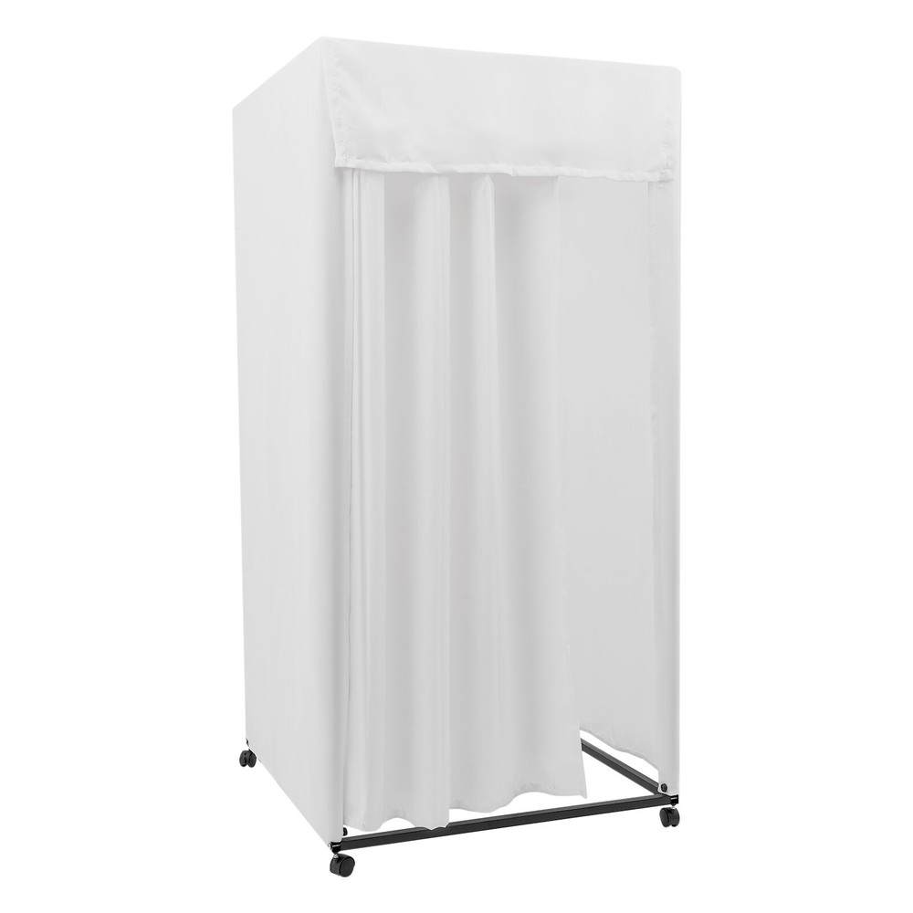Portable Rectangular Dressing Room 4-Wheels Freestanding Movable Fitting Room