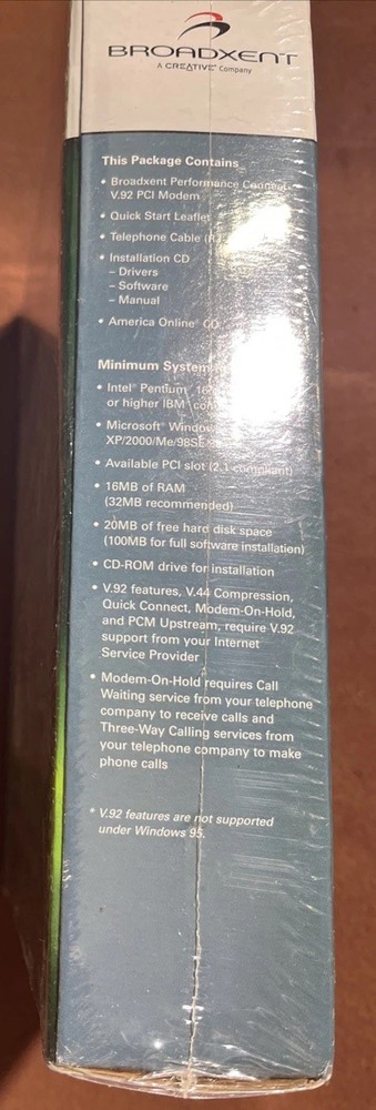 BROADXENT PERFORMANCE CONNECT 56K V.92 PCI MODEM