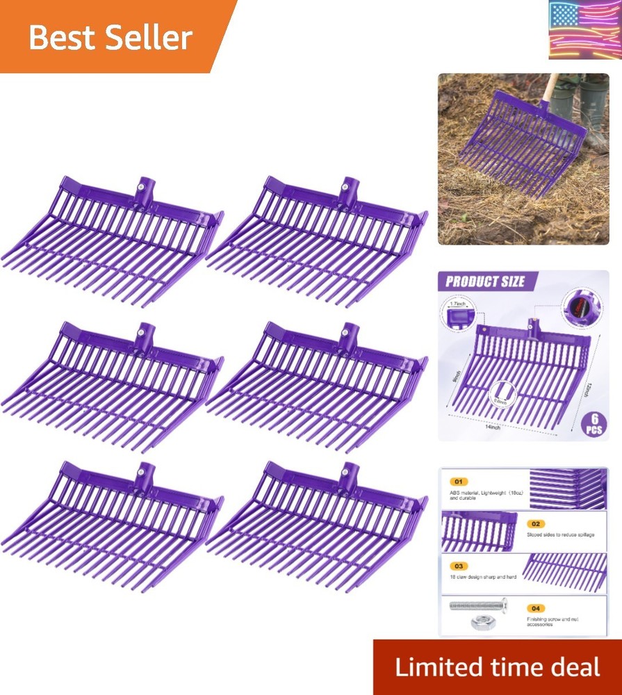 6 Pcs Manure Fork Head Bulk 18 Tines Pitch Fork Replacement Head with Screws ...