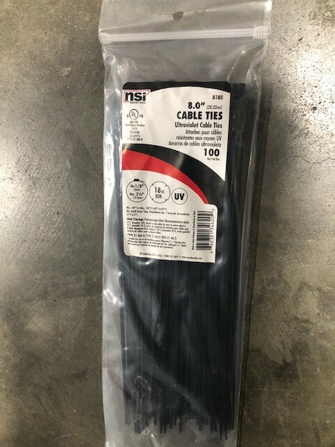 NSI Cable Tie - 8" (Pack of 100)