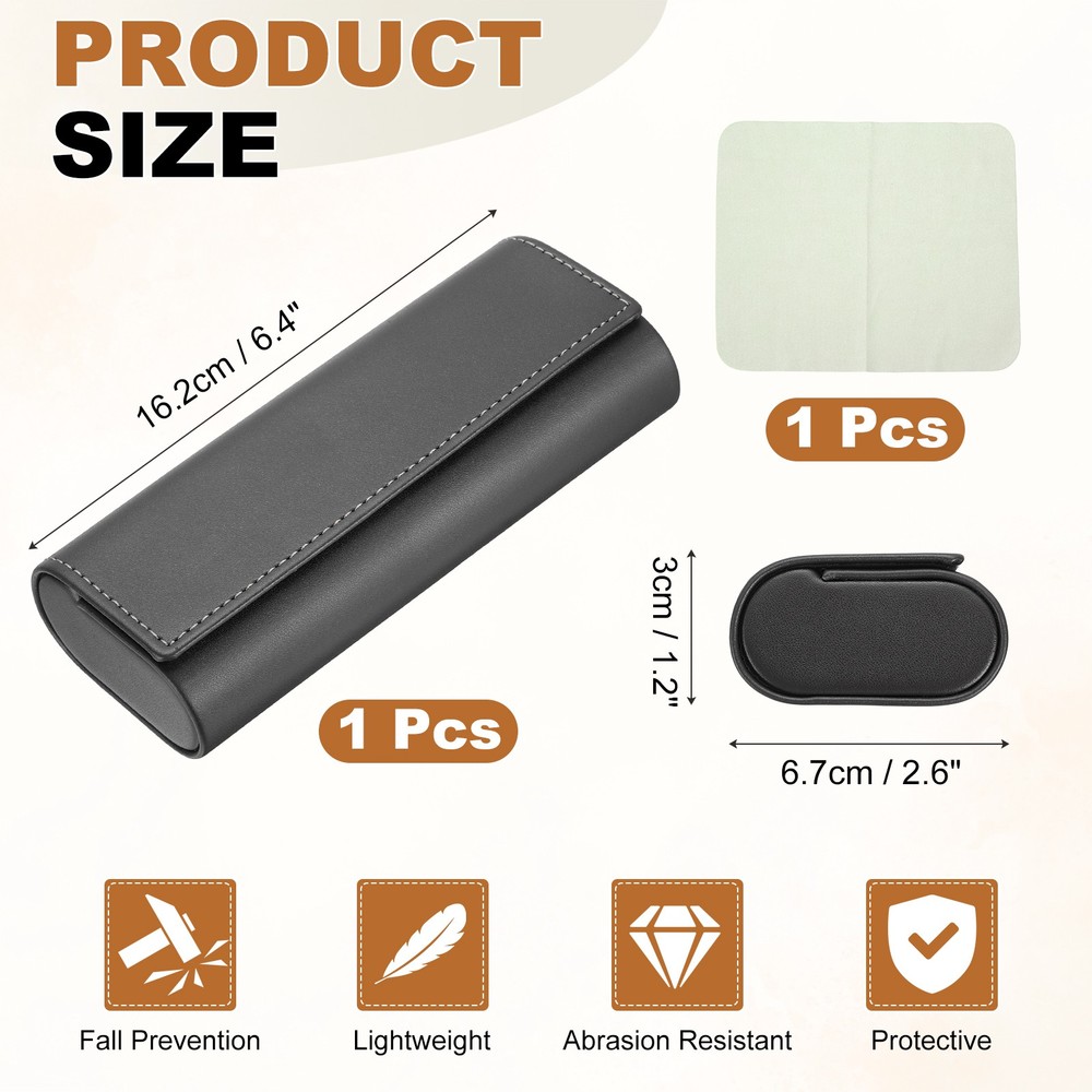 Hard Shell Eyeglasses Case with Eyeglass Cloth, Retro Design Black