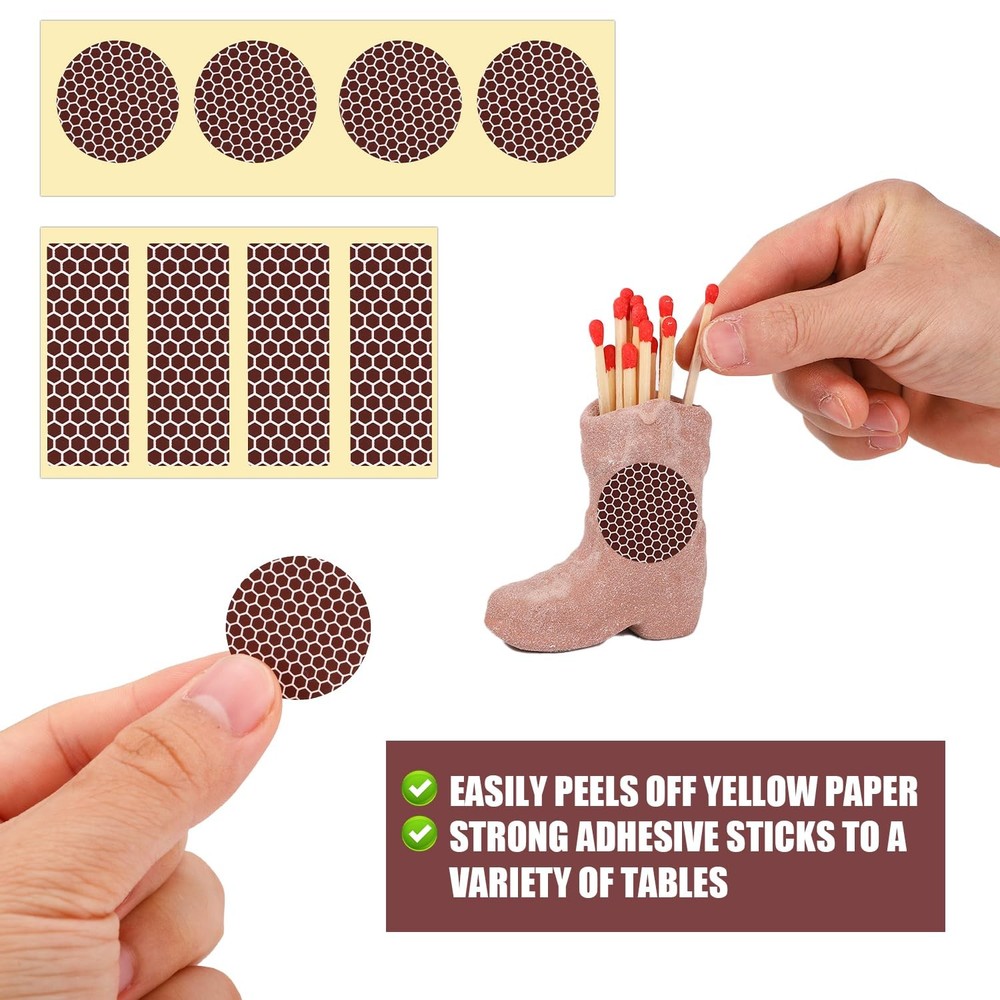120pcs Adhesive Match Striker Papers, 60 Round & 60 Rectangle Match Striker P...