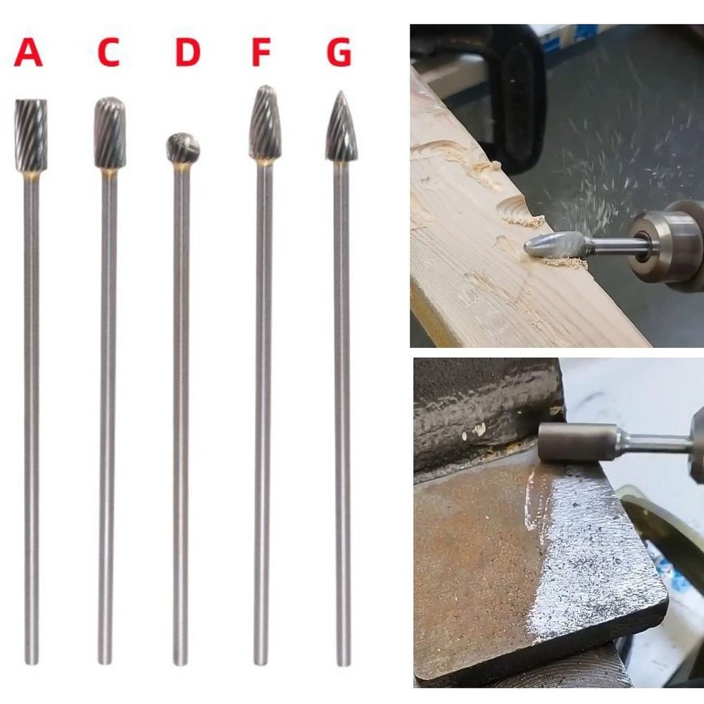 5pcs Solid Carbide Rotary Tools for Precision Work in Metal and Wood Projects