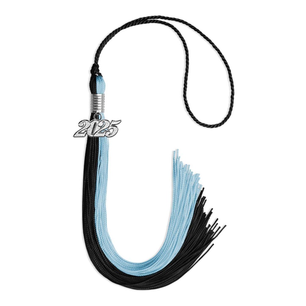 Endea Graduation Black/Light Blue Tassel with Silver Date Drop