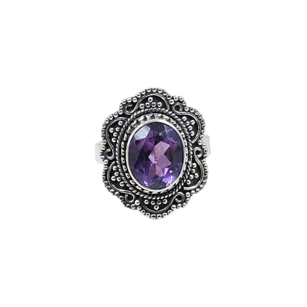 African Amethyst Solid 925 Sterling Silver Ring 8