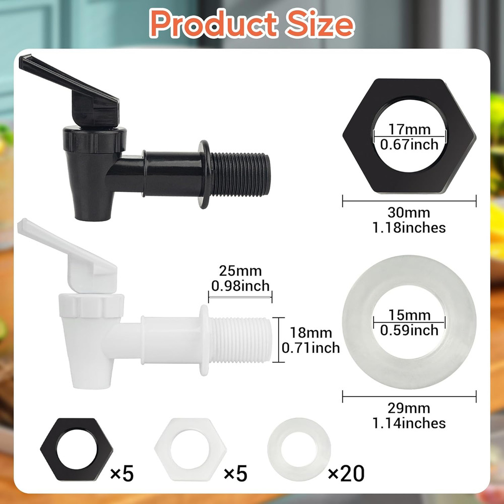 10 Sets Replacement Cooler Faucet, Reusable Plastic Spigot for Beverage Dispense