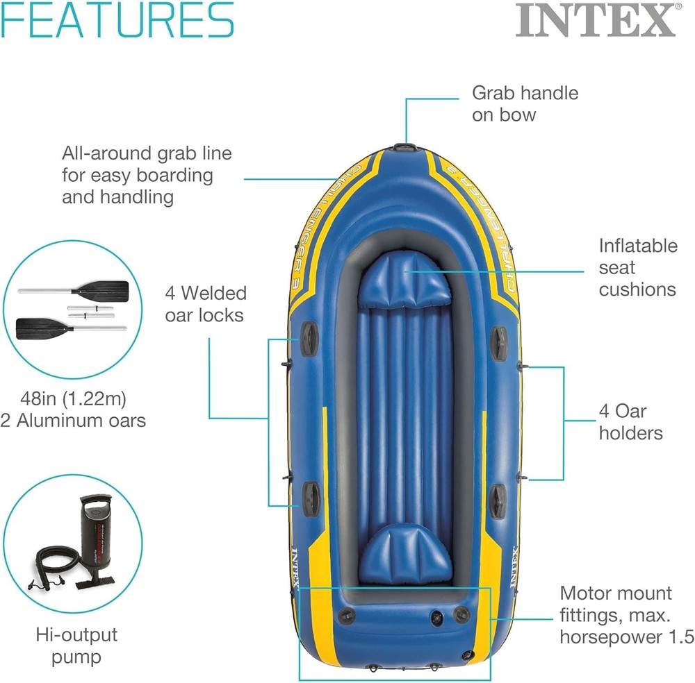 INTEX Challenger Inflatable Boat Set with Oars & Pump
