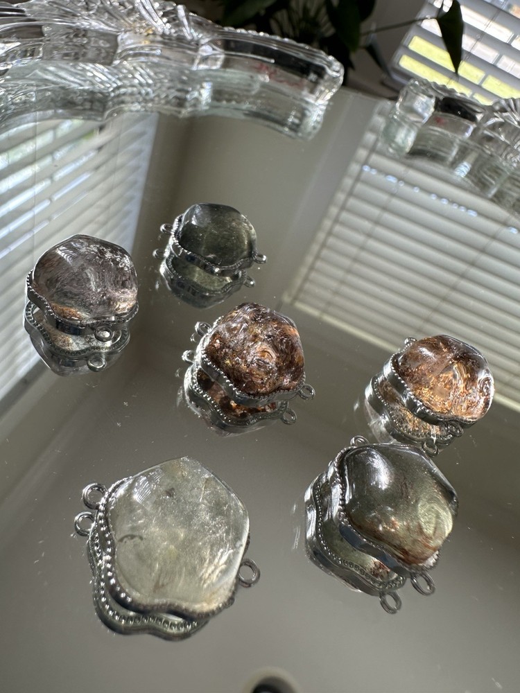 5x Natural Phantom Quartz Charms