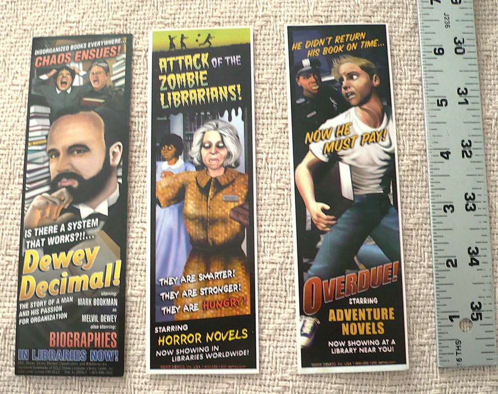 BOOKMARKS - 3 SILLY PROMOTIONAL BOOKMARKS - NEVER USED!