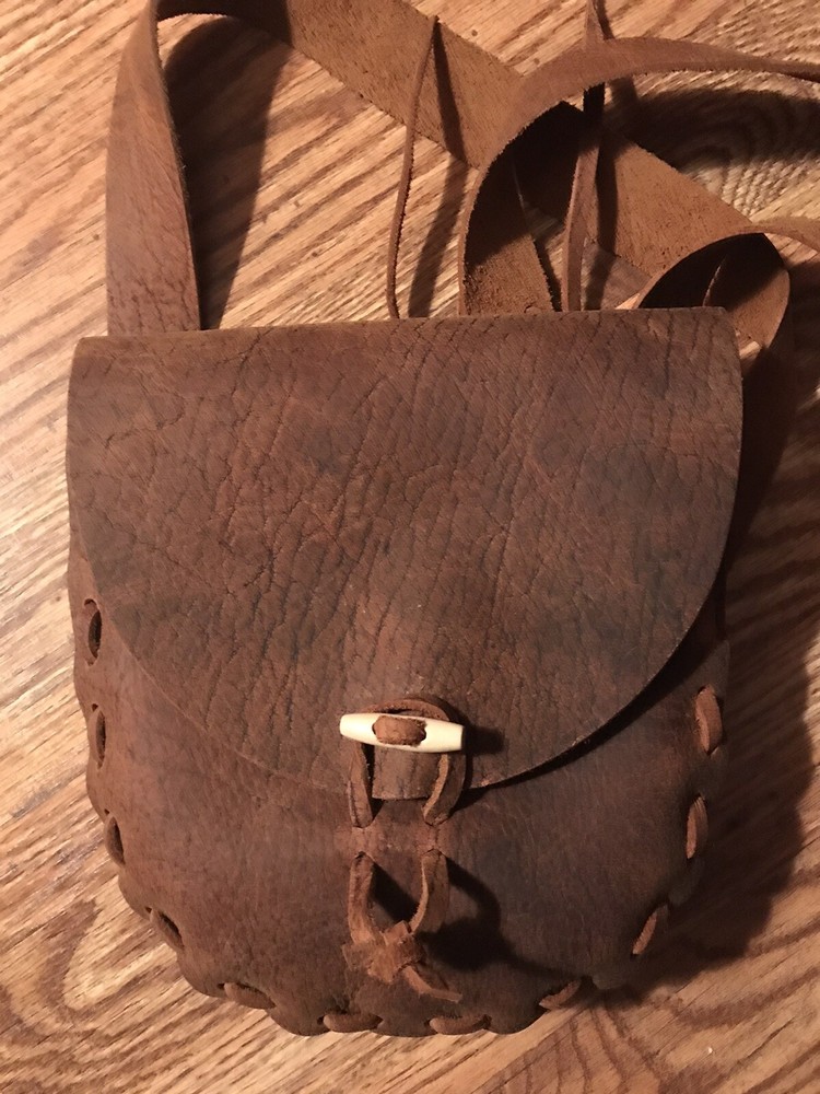 Handcrafted brown Leather Bag, muzzleloading hunting possible bag,black powder