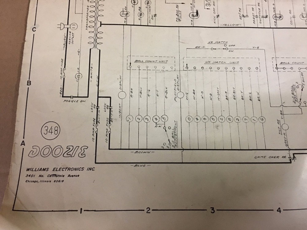 Doozie Electromechanical Pinball Manual Fold-Out Schematic