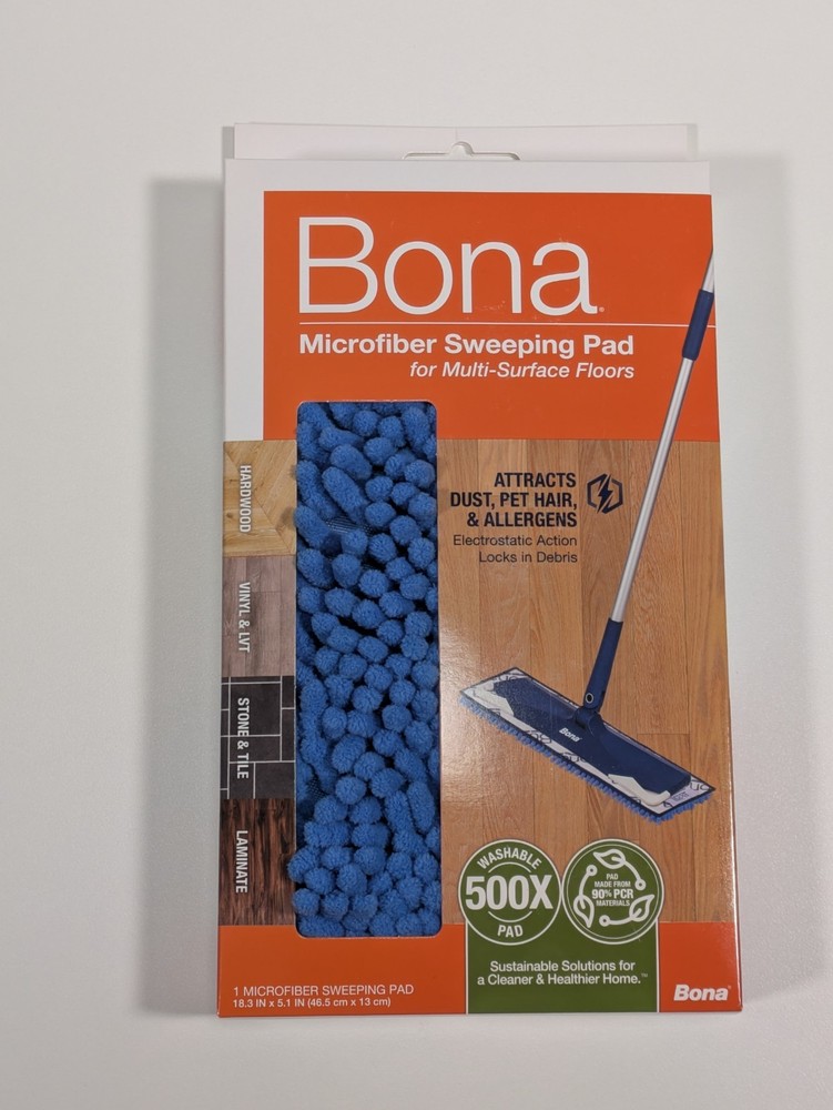 Bona Microfiber Sweeping Dusting Pad Multi-Surface Floors Pet Hair Flat Mop