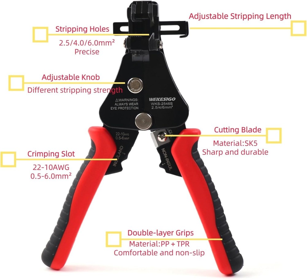3 in 1 Adjustable Wire Stripper Tool, Automatic Solar Cable Stripper/Cutter for