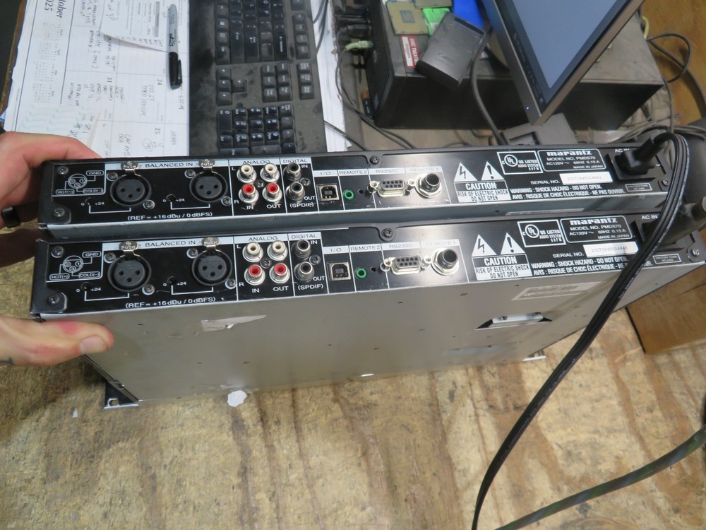 LOT OF 2 MARANTZ PMD570 PROFESSIONAL SOLID STATE RACK MOUNT RECORDER POWERS ON
