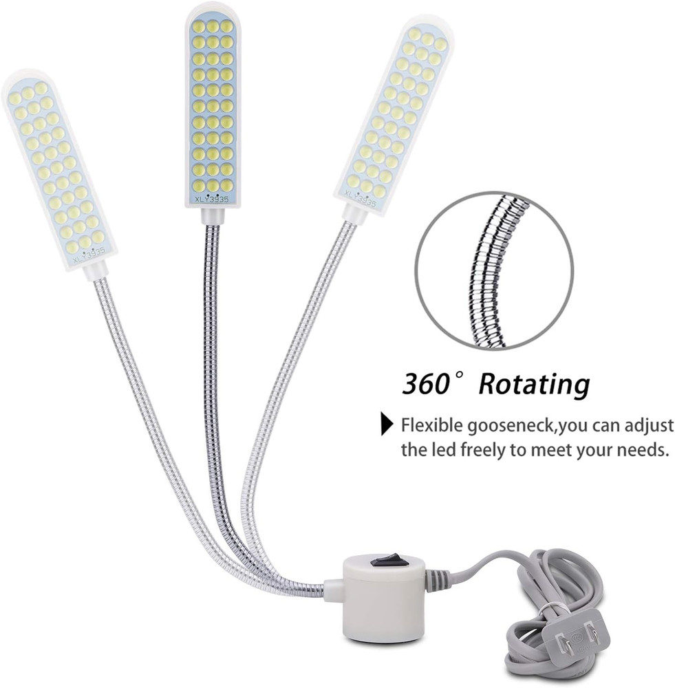 Sewing Machine Light Gooseneck Work Light with Magnetic Mounting Base, White Sof