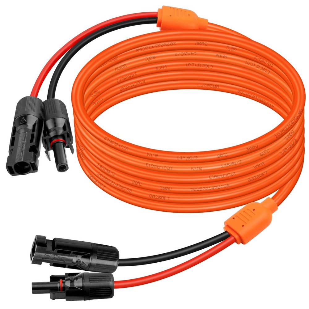 XRDS -RF Solar Extension Cable 20FT, 14AWG Tinned Copper with Solar Panel Connec