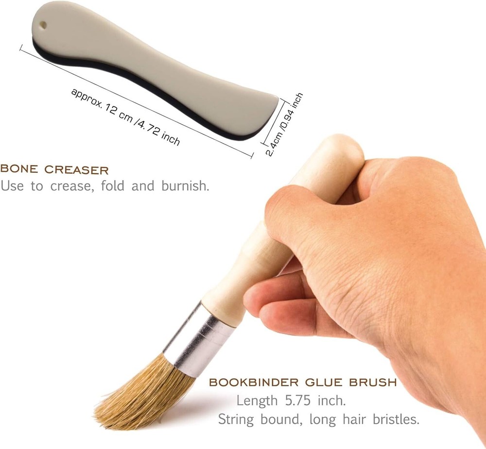 Bookbinding Kit Supplies Set with Bone Folders Needles Thread Glue Ruler