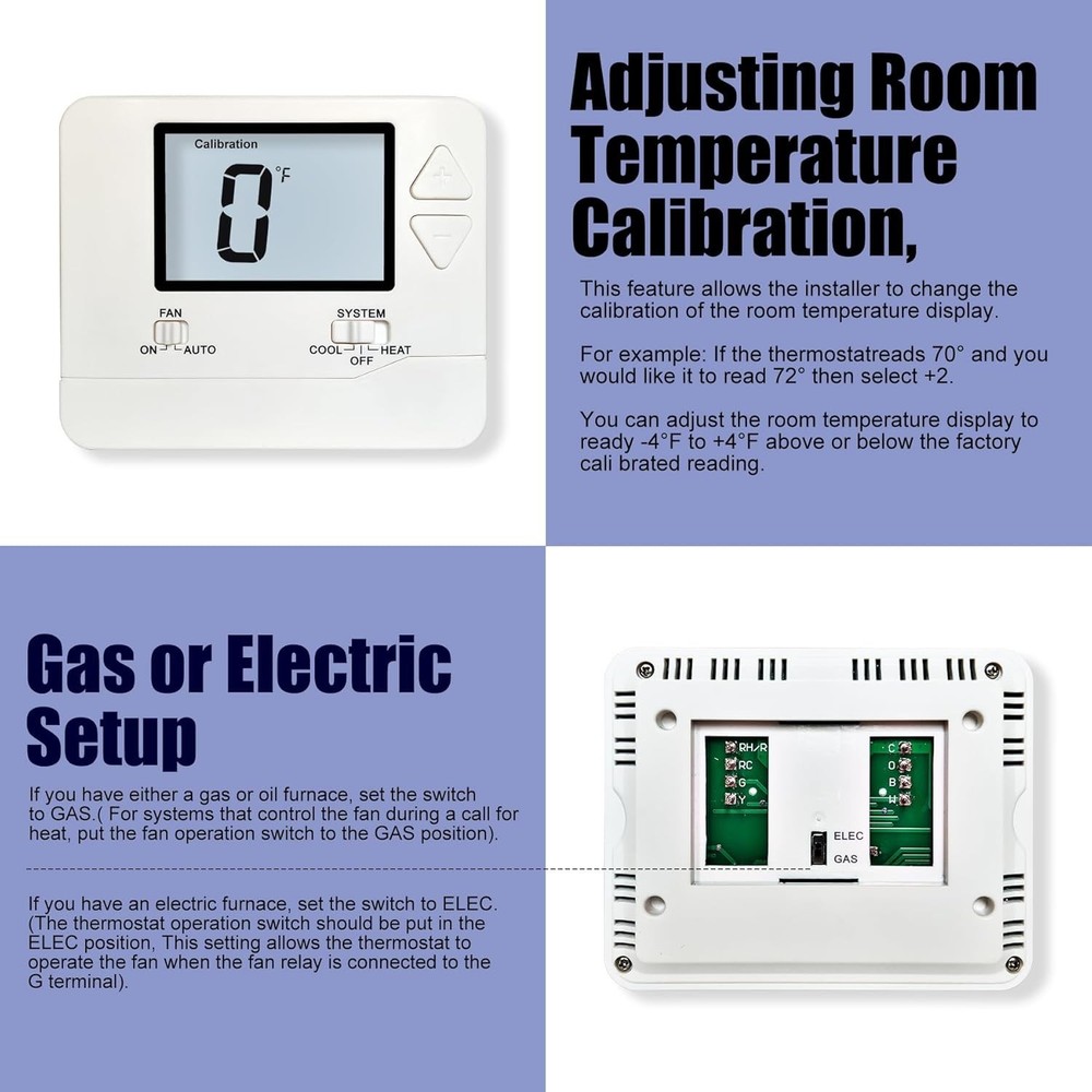 Compressor Delay Protection Thermostat with Clear Display -