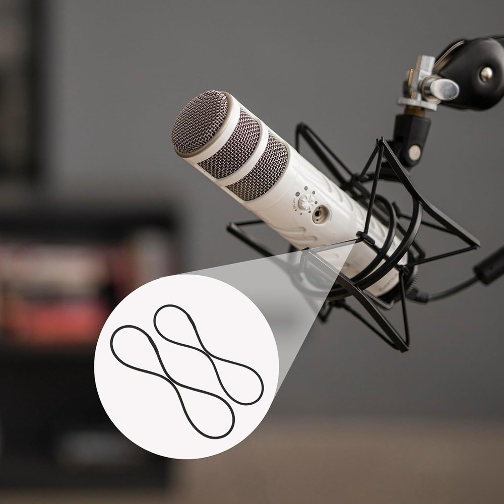 8PCS Microphone Shock Mount Rubber Ring, Black Universal Elastic Bands Replac...