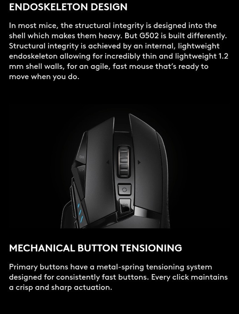 Logitech G502 LIGHTSPEED Wireless Gaming Mouse Black