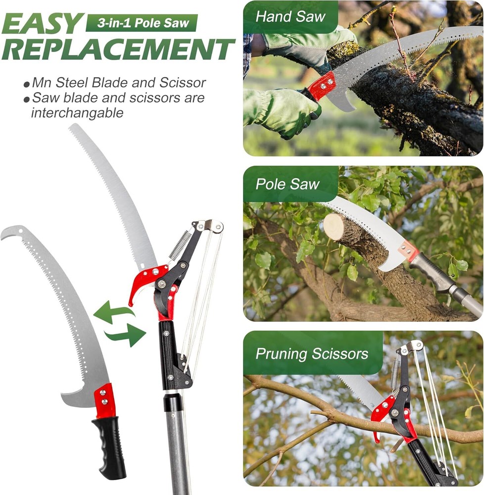 Walensee Pole Saws for Tree Trimming,7.2-27FT Extendable Tree Pruner,with Blade