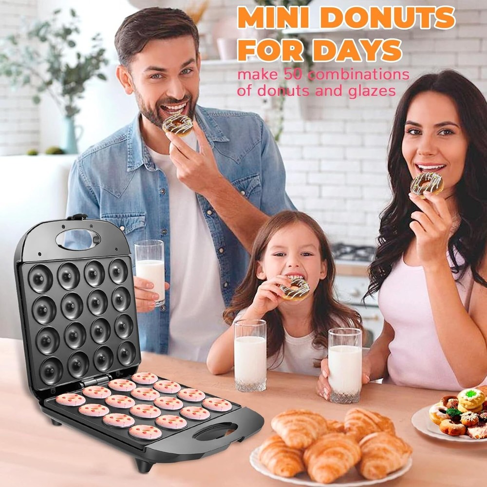 1400W Mini Donut Maker Machine Kitchen Baking for Breakfast, Snacks, Desserts