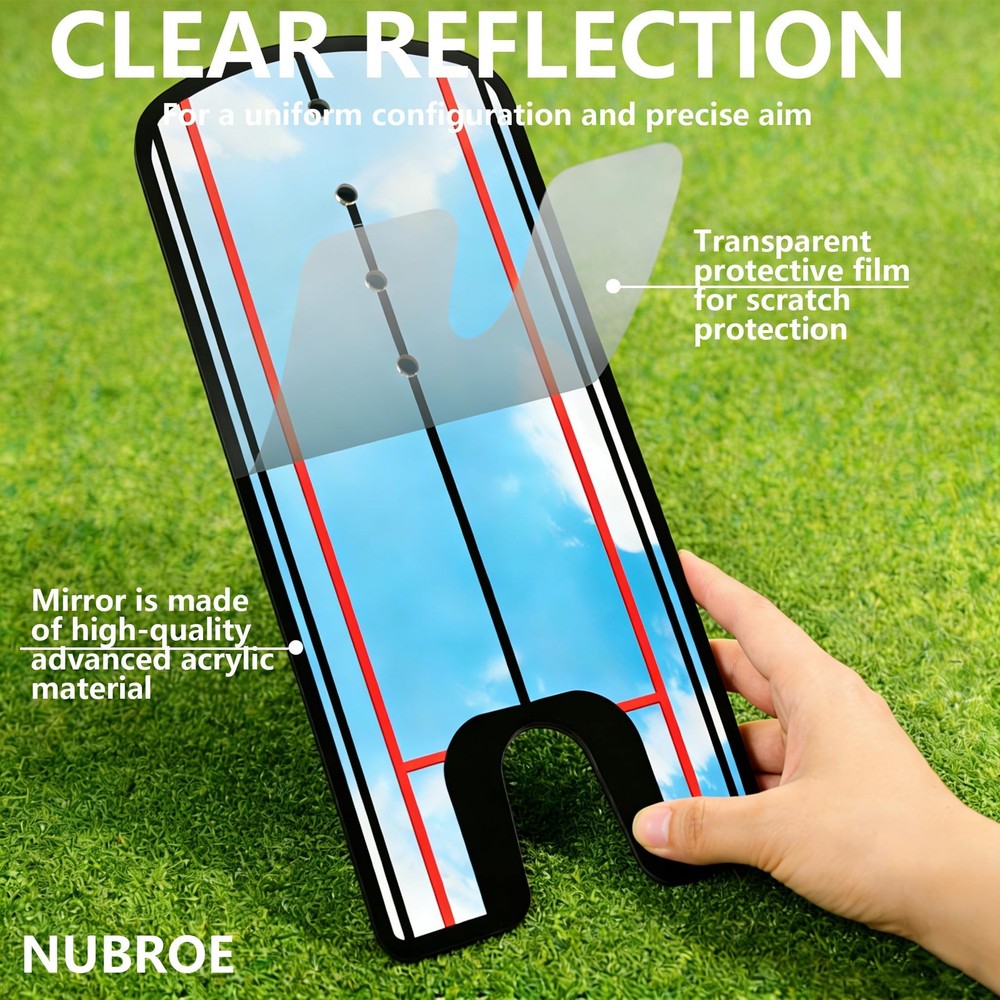 Golf Putting Mirror - Alignment Training Aid with Laser-Engraved Lines for Ey...