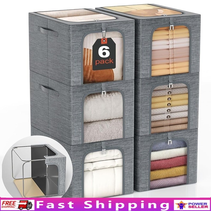 Collapsible Storage Bin W/ Clear Window Stackable Dustproof Folding Organizer US