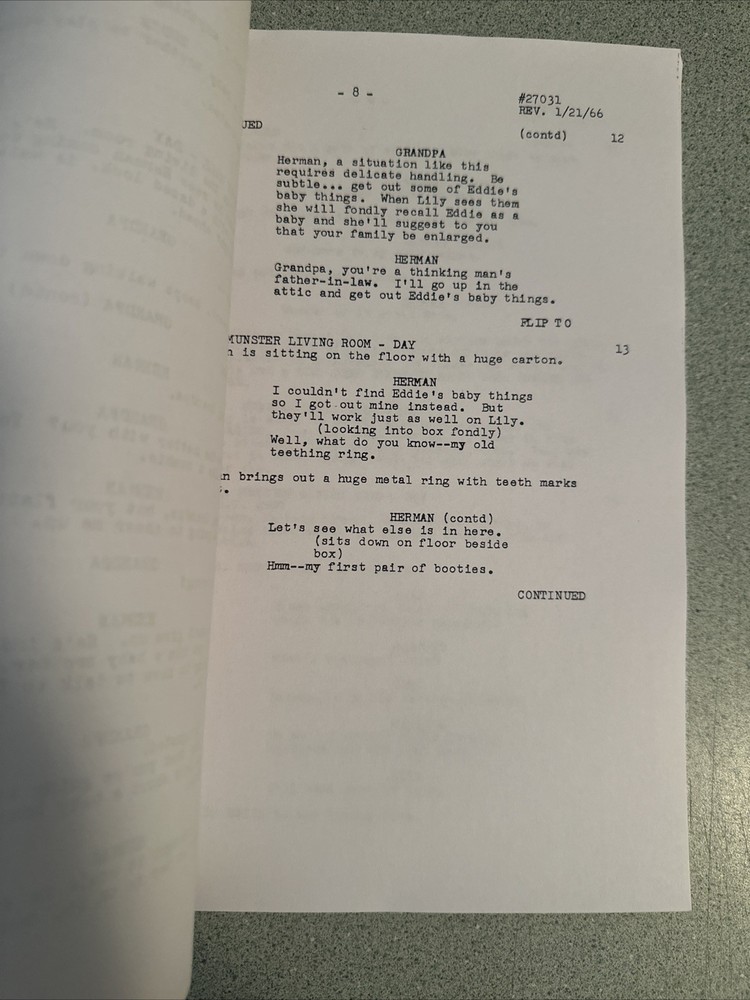 1966 THE MUNSTERS Screenplay TV Show Script SIGNED by Butch Patrick Eddie