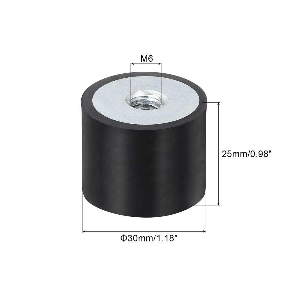 4Pcs 30 x 25mm M8 Thread Female Rubber Mounts Silent Block Base Block