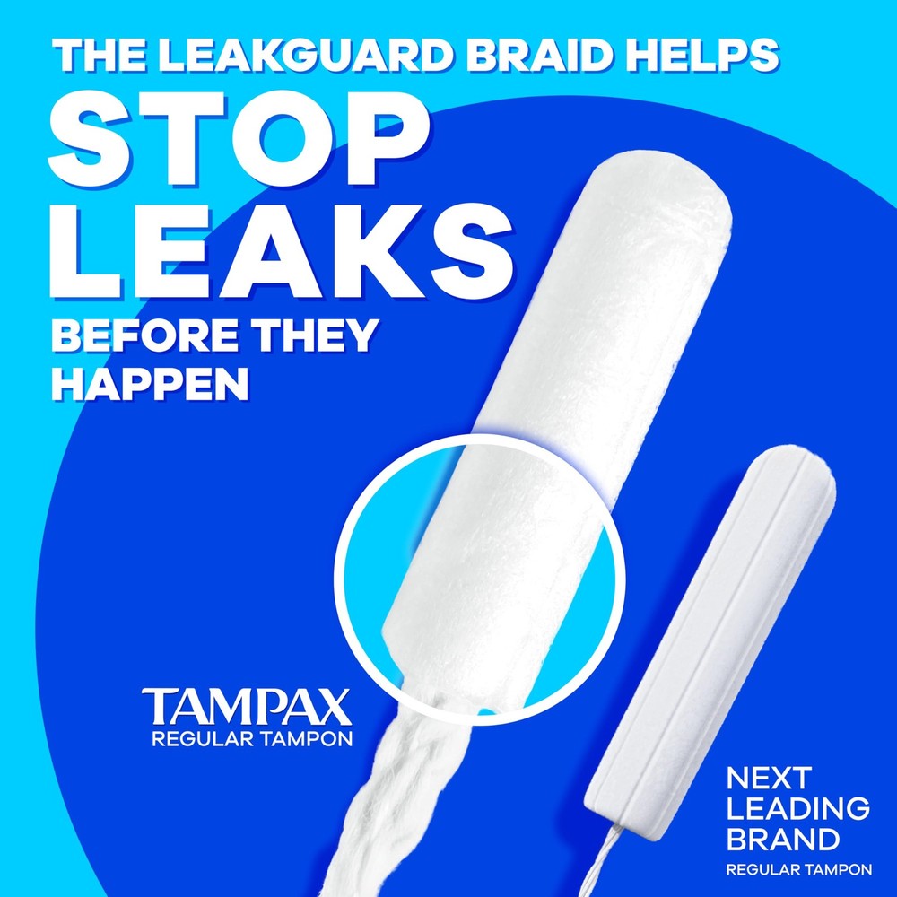 Compact Pearl Tampons, with LeakGuard Braid & Extendable Applicator, Regular ...