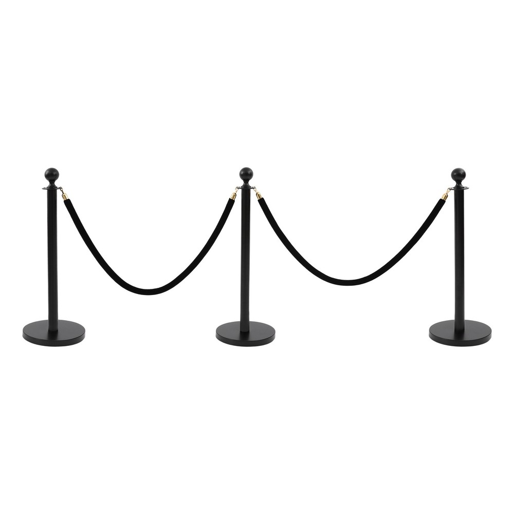 6Pcs Black Stanchion Posts Queue Pole Ropes Crowd Control Barrier Stanchion