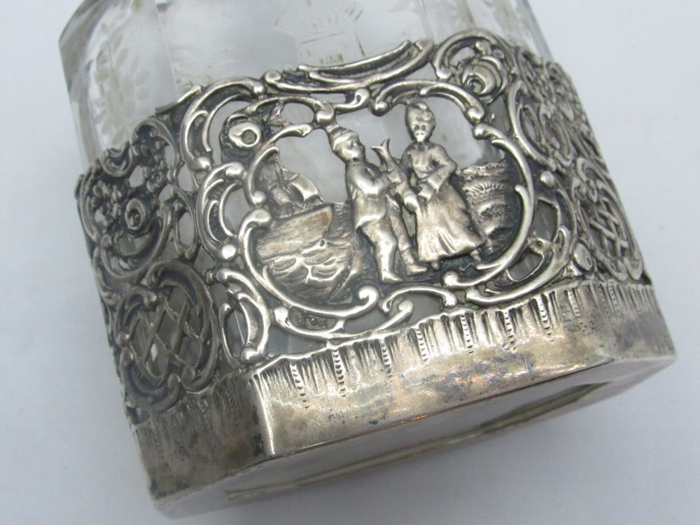 Antique Swedish Silver Bottle Decanter Open Work Rococo Revival