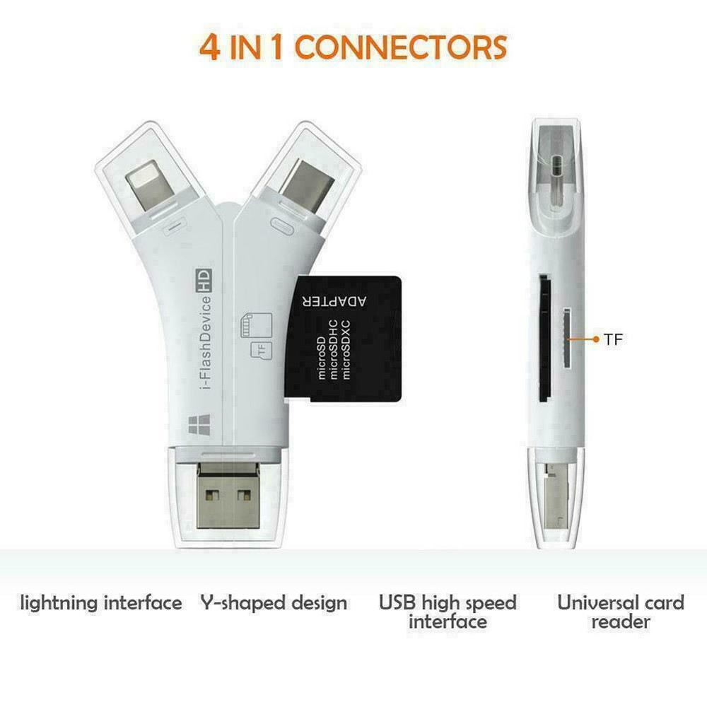 4in1 USB i-Flash Drive Micro SD TF Memory Card Reader Adapter For iPhone Samsung