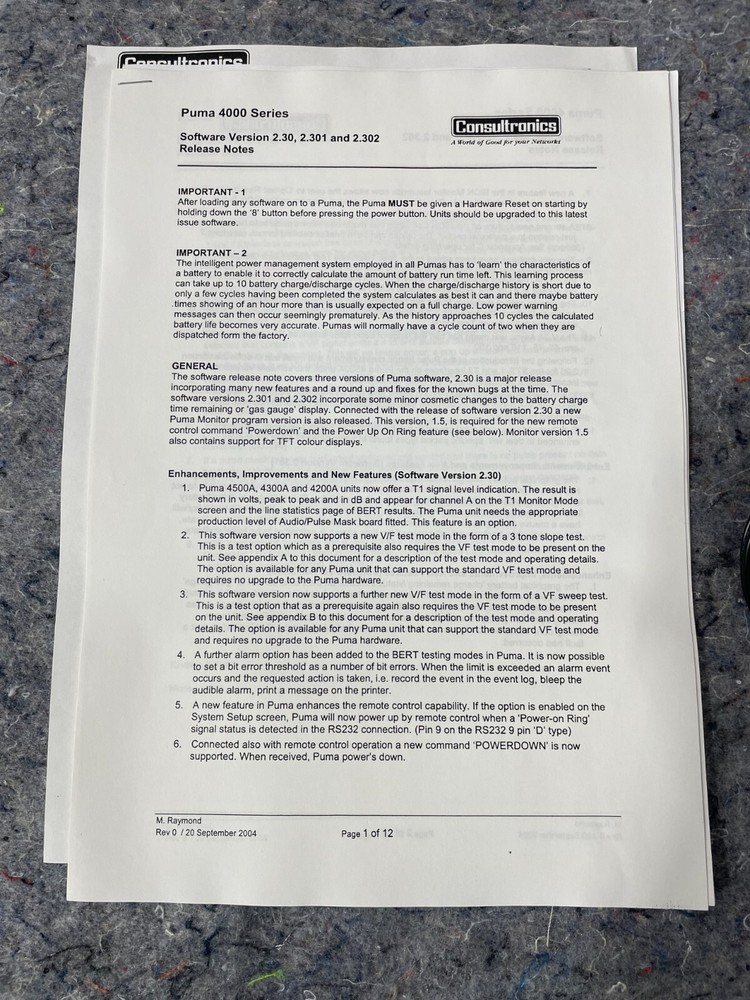 Consultronics Puma 4500A Telecom/Datacom Analyzer