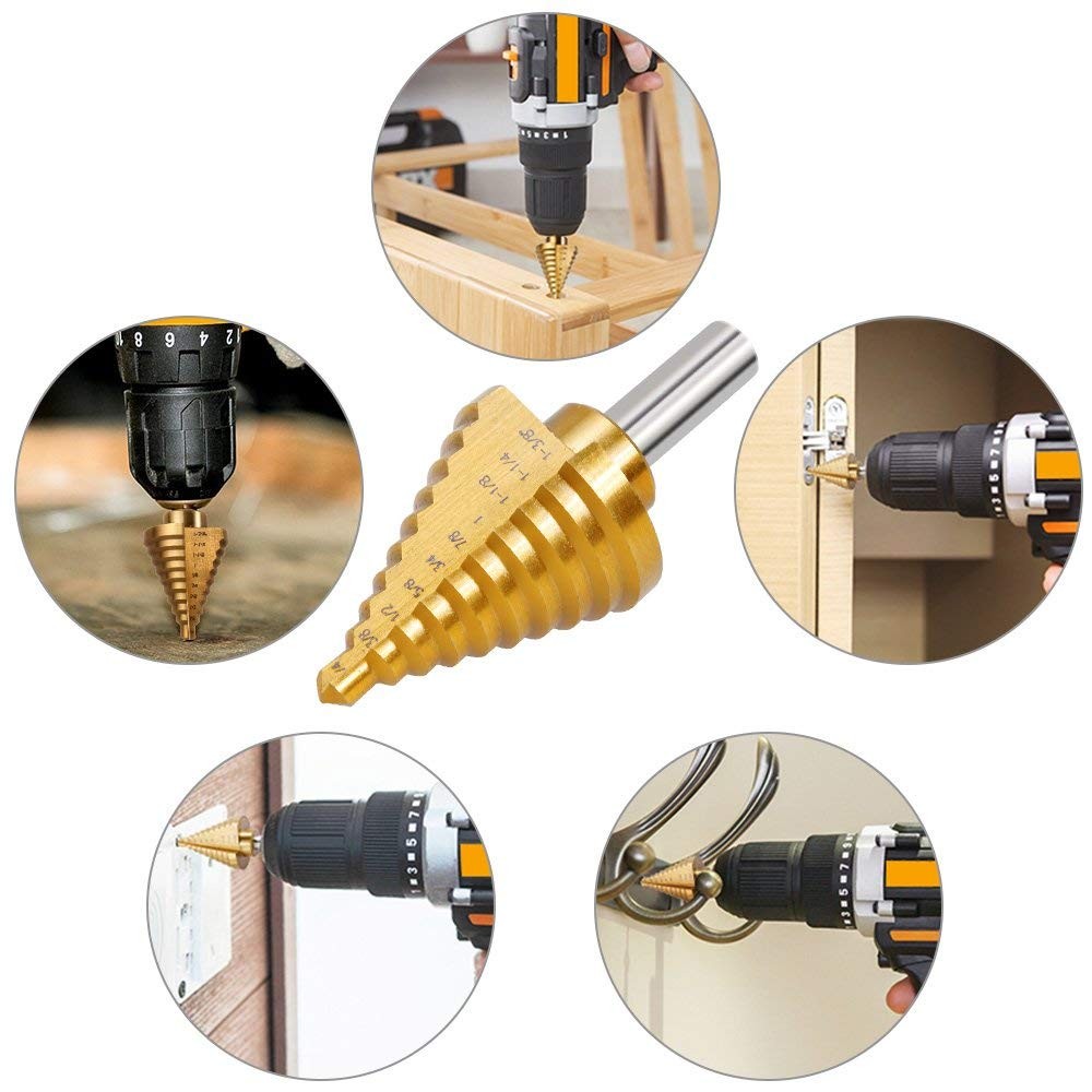 Titanium Step Drill Bit, Zhushan High Speed Steel 10 Steps