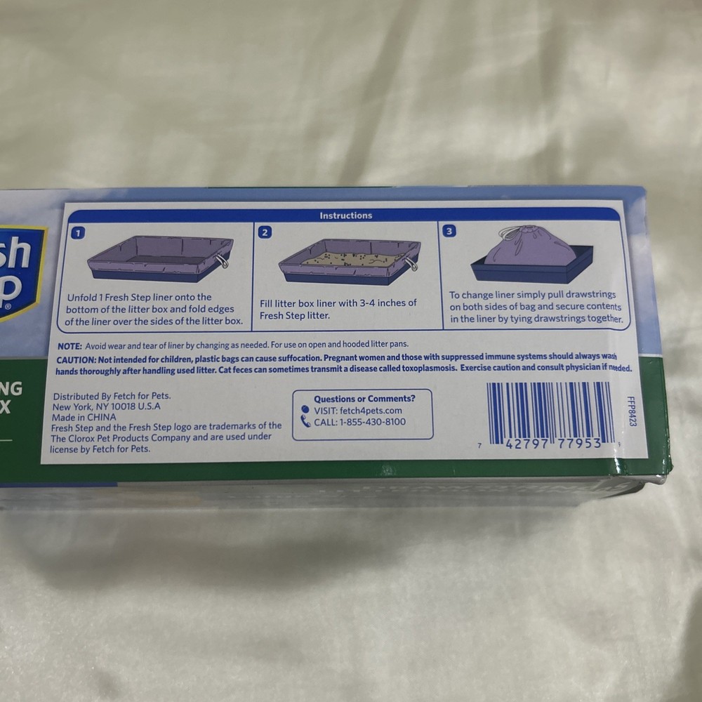 Two Boxes Fresh Step Drawstring Litter Box Liners Large Scented 14 count (2x7ct)